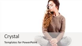  Presentation with full length portrait two men women brown sweater - Beautiful PPT layouts featuring characters kneeling cross - full length portrait of girl backdrop and a light gray colored foreground
