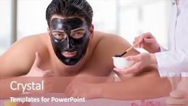  Presentation with spa concept - Cool new PPT theme with charcoal - handsome man in spa massage backdrop and a coral colored foreground