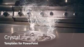  Presentation with charcoal - PPT theme enhanced with charcoal ashes smoke in a kitchen stainless steel tray background and a gray colored foreground