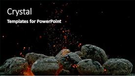  Presentation with charcoal briquettes - Presentation design with charcoal-briquettes-ready-for-barbecue background and a black colored foreground