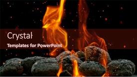  Presentation with charcoal briquettes - PPT theme with charcoal-briquettes-ready-for-barbecue background and a tawny brown colored foreground