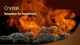  Presentation with charcoal briquettes - Presentation theme consisting of charcoal-briquettes-ready-for-barbecue background and a tawny brown colored foreground