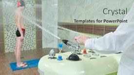  Presentation with medical procedure - Amazing PPT theme having charcot-s-douche-water-massage backdrop and a light gray colored foreground