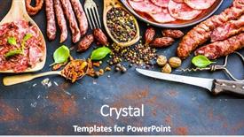  Presentation with sausages - Amazing PPT layouts having charcuterie - various sausages with spices backdrop and a  colored foreground