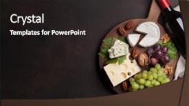 Presentation with wine cheese - Presentation theme with charcuterie - wine cheese grape bread background and a dark gray colored foreground