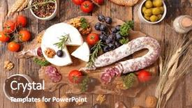  Presentation with charcuterie - Slides with charcuterie and cheeses background and a red colored foreground