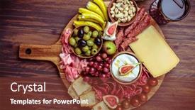  Presentation with charcuterie - Presentation theme consisting of charcuterie-antipasti-platter-with-assortment background and a tawny brown colored foreground