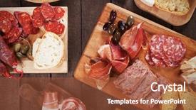  Presentation with charcuterie - Audience pleasing slide set consisting of charcuterie board with cured meats backdrop and a tawny brown colored foreground
