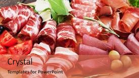  Presentation with charcuterie - Beautiful slides featuring charcuterie board with italian style backdrop and a coral colored foreground