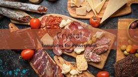  Presentation with charcuterie - PPT layouts having charcuterie-board-with-various-cured background and a  colored foreground