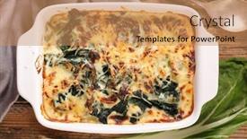  Presentation with cheese - Slide deck with chard-gratin-with-cream background and a coral colored foreground