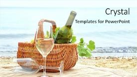  Presentation with bottle - Slide deck with chardonnay - glasses basket with bottle background and a cool aqua colored foreground