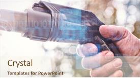  Presentation with interface - Slides with charge - interface against man holding charging background and a cream colored foreground