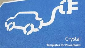  Presentation with emissions - Slide set with charge an electric car background and a teal colored foreground