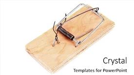  Presentation with empty cross - Presentation theme featuring charged empty mousetrap isolated on white background background and a white colored foreground