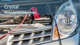  Presentation with battery - Presentation consisting of charged with two jumper cables background and a ocean colored foreground