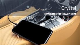  Presentation with phone - Audience pleasing slide set consisting of charger-plug-phone-on-car backdrop and a tawny brown colored foreground