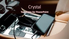  Presentation with power plug - Slides having charger-plug-phone-on-car background and a wine colored foreground