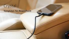  Presentation with power plug - Colorful slide set enhanced with charger-plug-phone-on-car backdrop and a coral colored foreground
