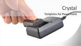  Presentation with accumulator - Colorful PPT theme enhanced with charger with accumulator for camera backdrop and a white colored foreground