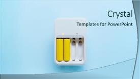  Presentation with batteries - Presentation design consisting of charger with yellow batteries background and a sky blue colored foreground