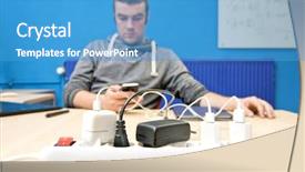  Presentation with power electronic - Cool new theme with chargers for various electronic devices backdrop and a teal colored foreground