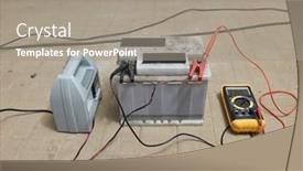  Presentation with digital car - Slides featuring charging-a-car-starter-battery background and a  colored foreground