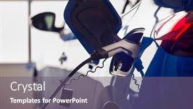  Presentation with environmentally friendly - PPT theme having charging-cable-attached-to-environmentally background and a gray colored foreground