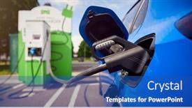  Presentation with environmentally friendly - Presentation theme enhanced with charging-cable-attached-to-environmentally background and a ocean colored foreground