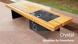  Presentation with mobile charging - PPT layouts enhanced with charging on bench with solar background and a coral colored foreground