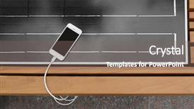  Presentation with mobile charging - PPT layouts having charging on bench with solar background and a  colored foreground