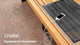  Presentation with mobile charging - PPT theme featuring charging on bench with solar background and a  colored foreground