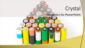 Presentation with batteries - PPT theme with charging pile - many aa sized batteries background and a light gray colored foreground