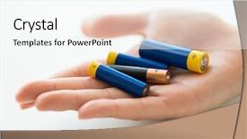  Presentation with batteries - Theme consisting of charging pile - recycling energy power environment background and a cool aqua colored foreground