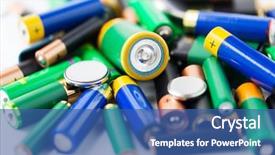  Presentation with energy power - Amazing presentation theme having charging pile - recycling energy power environment backdrop and a ocean colored foreground