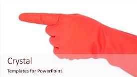  Presentation with hand touching finger digital - Colorful PPT theme enhanced with charging point - gloved hand pointing backdrop and a  colored foreground