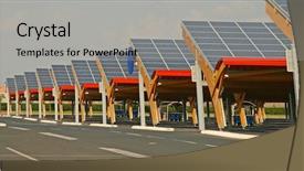  Presentation with solar panel - Colorful PPT theme enhanced with charging station - solar panel backdrop and a light gray colored foreground