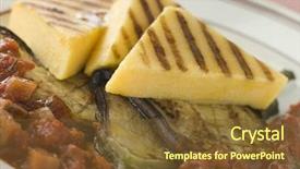  Presentation with tomato plant - Amazing PPT layouts having chargrilled polenta cakes with fried egg plant tomato and egg plant sauce backdrop and a tawny brown colored foreground