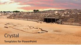  Presentation with race track - Audience pleasing presentation design consisting of chariot race track at caesarea backdrop and a coral colored foreground