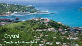  Presentation with island - PPT theme with chariottes - aerial view of the island background and a tawny brown colored foreground