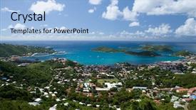  Presentation with island - Presentation theme with chariottes - aerial view of the island background and a light blue colored foreground