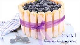  Presentation with blueberries - Presentation theme having chariottes - tasty cake charlotte with blueberries background and a  colored foreground