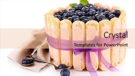  Presentation with blueberries - Presentation enhanced with chariottes - tasty cake charlotte with blueberries background and a  colored foreground
