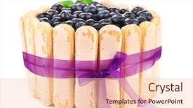  Presentation with blueberries - Presentation theme enhanced with chariottes - tasty cake charlotte with blueberries background and a lemonade colored foreground