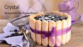  Presentation with blueberries - Amazing slide set having chariottes - tasty cake charlotte with blueberries backdrop and a  colored foreground