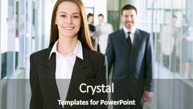  Presentation with environment - Colorful PPT layouts enhanced with charismatic - business woman in an office backdrop and a dark gray colored foreground