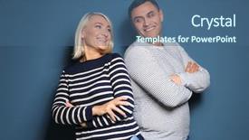  Presentation with middle ages portrait - Beautiful PPT theme featuring charismatic - cute middle-aged couple on color backdrop and a ocean colored foreground