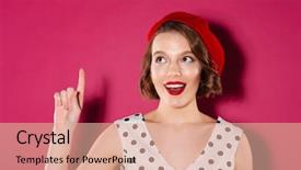  Presentation with ginger plant - Beautiful presentation featuring charismatic - image of happy ginger woman backdrop and a  colored foreground