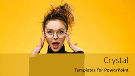  Presentation with teenage girl - Colorful theme enhanced with charismatic-caucasian-teenage-girl backdrop and a gold colored foreground