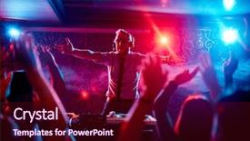  Presentation with crowd - PPT theme consisting of charismatic disk jockey firing up background and a  colored foreground